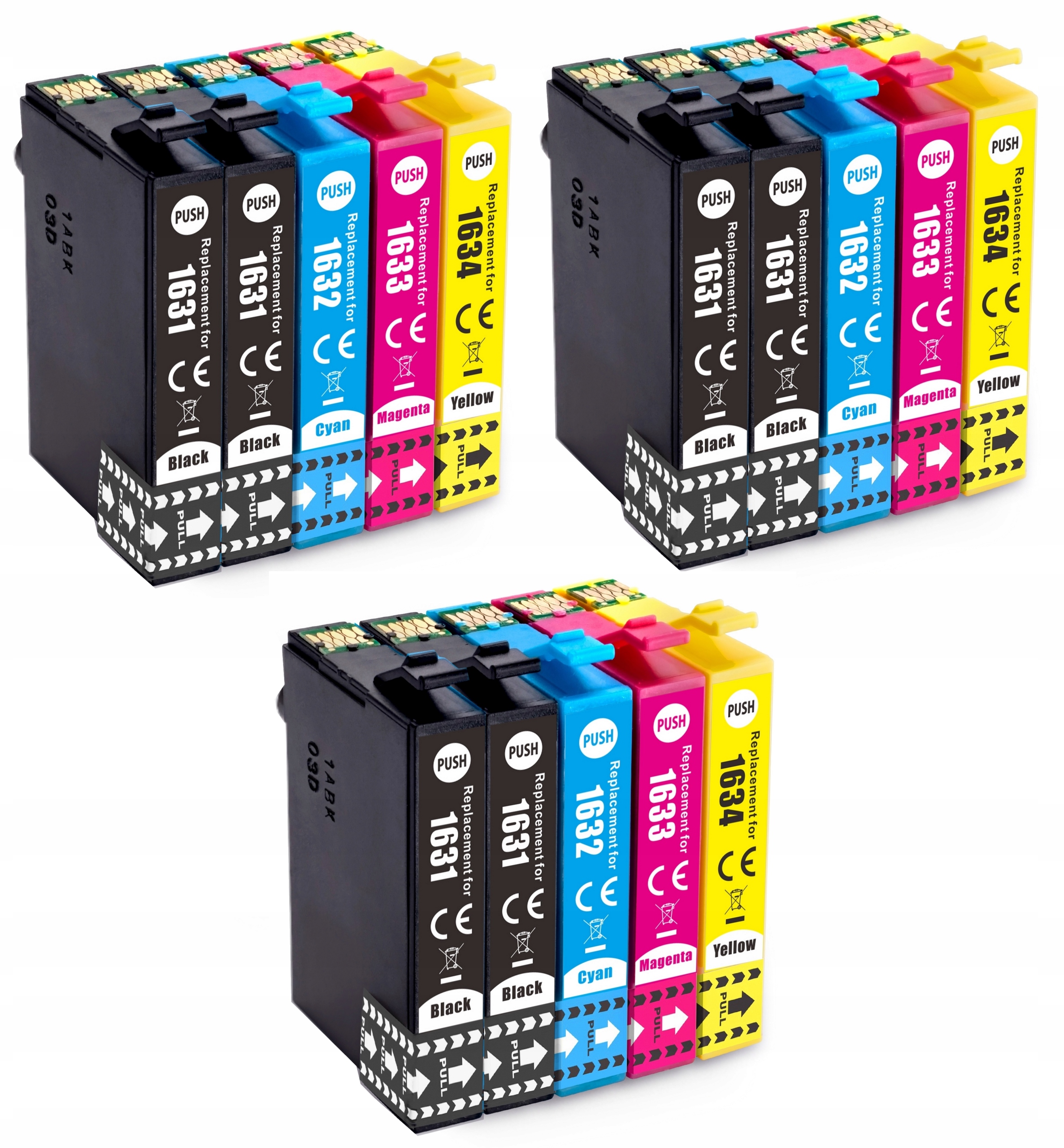 Originalex atrament T1631 T1632 T1633 T1634 T-1631 16XL pre Epson čierna (čierna), červená (purpurová), modrá (azúrová), žltá (žltá)